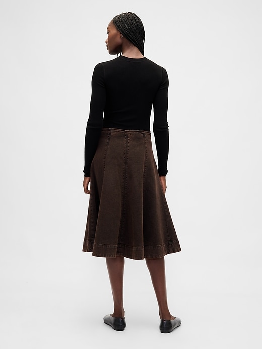 Denim Tulip Midi Skirt