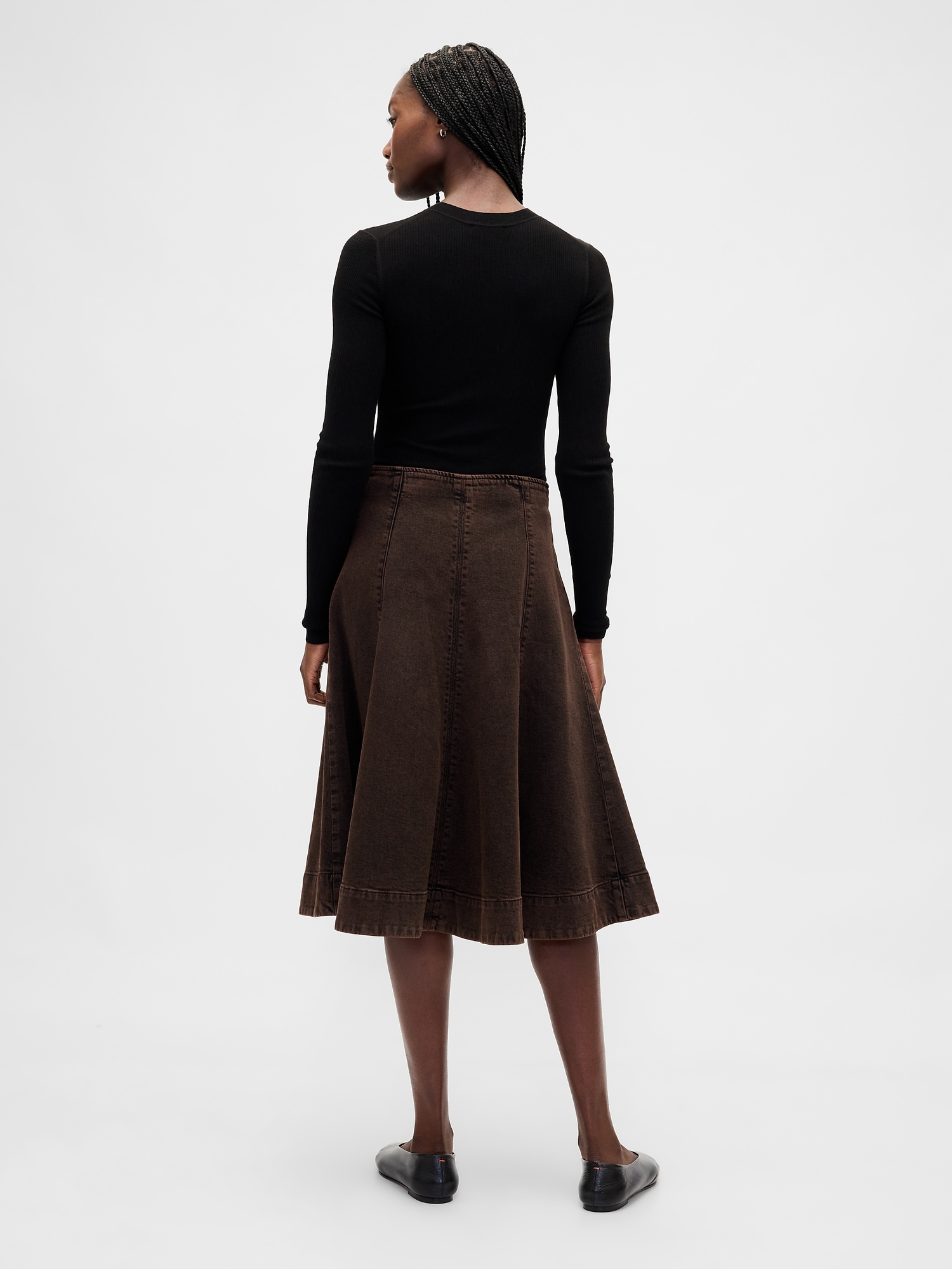 Denim Tulip Midi Skirt