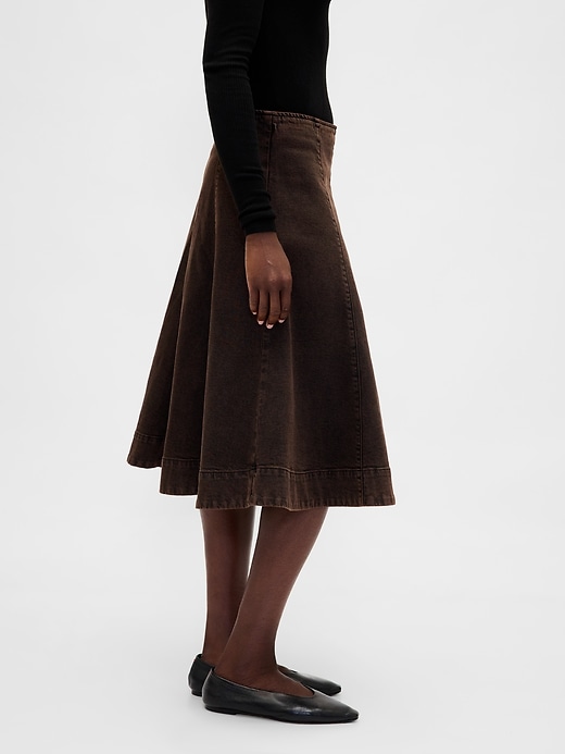 Denim Tulip Midi Skirt