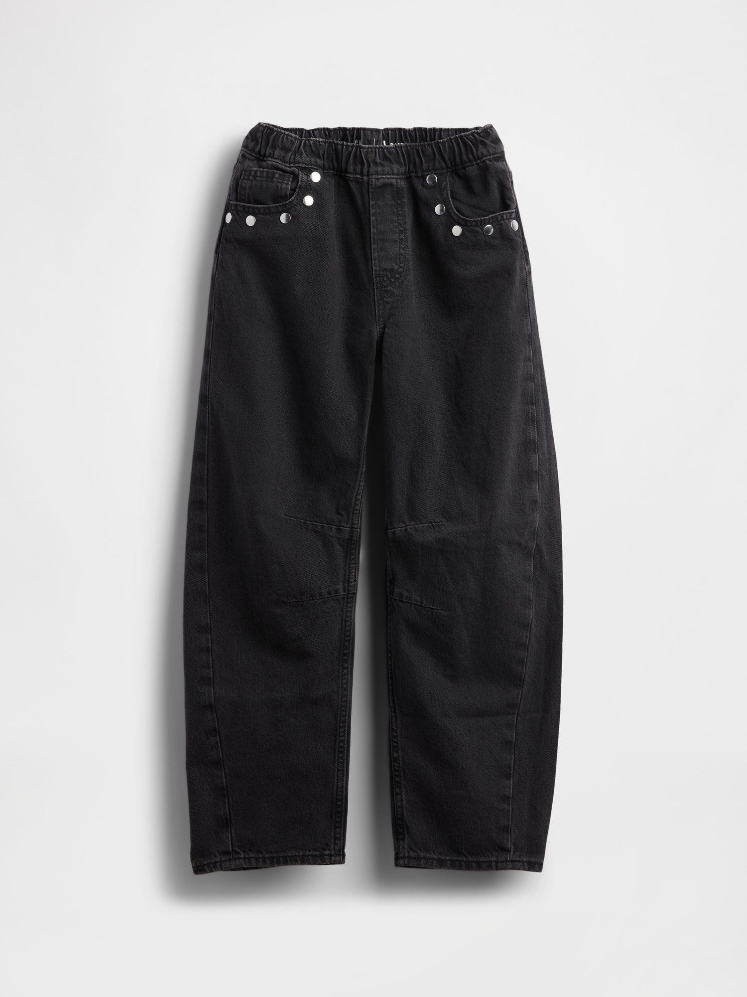 Kids High Rise Studded Easy Barrel Jeans