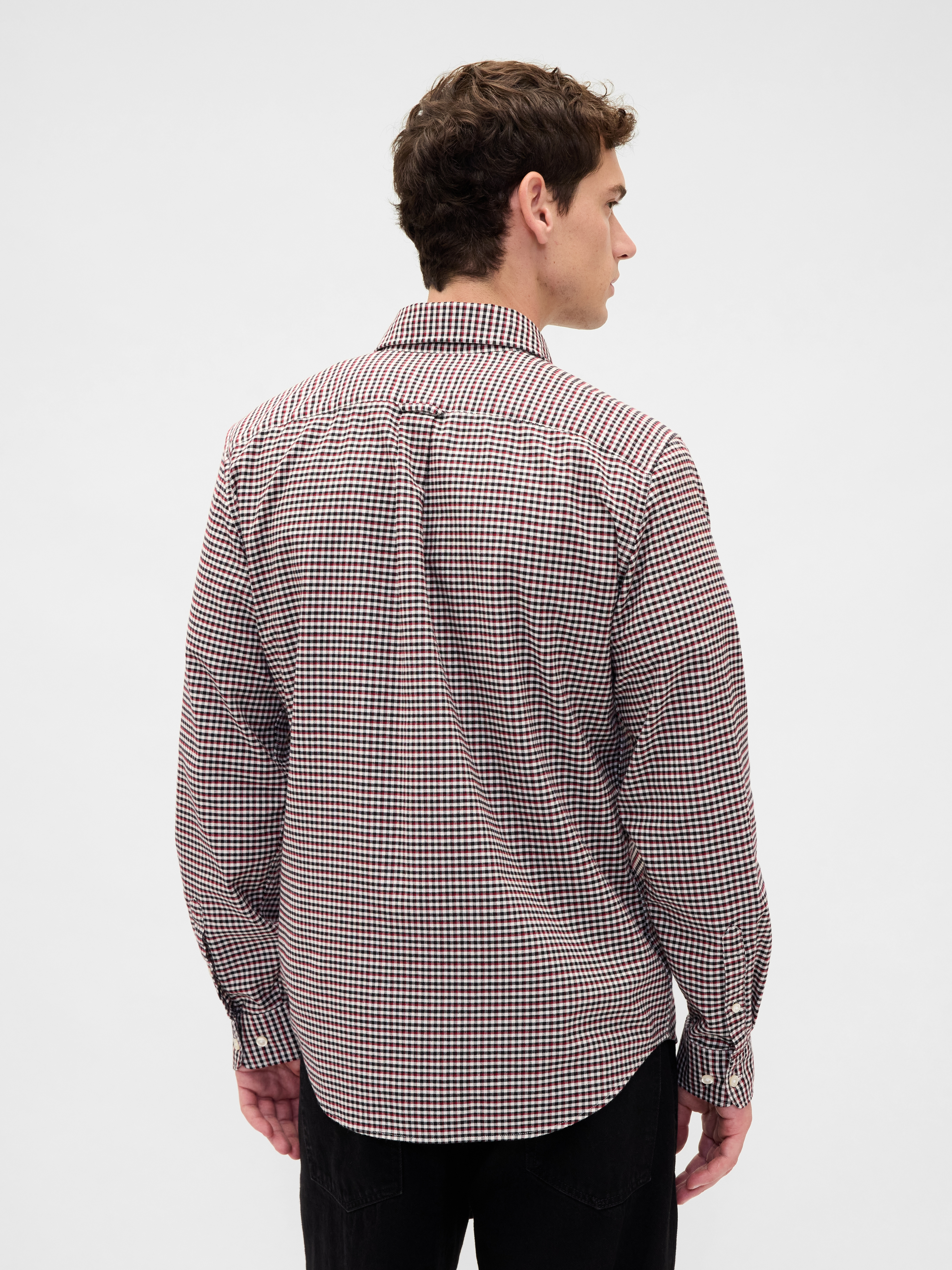 Plaid Oxford Button-Down Shirt - Red - View 22
