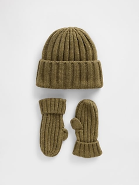 Baby & Toddler CashSoft Rib Beanie & Mittens Set