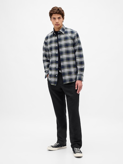 Image number 1 showing, Wool-Blend Relaxed Straight Trousers