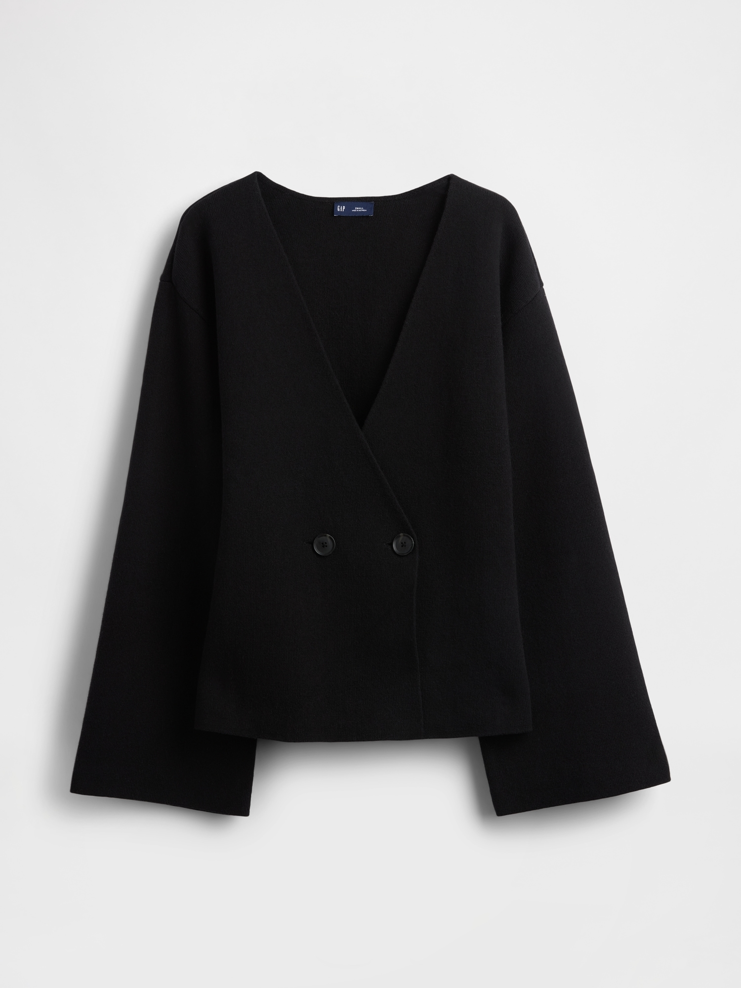 Collarless V-Neck Sweater Blazer