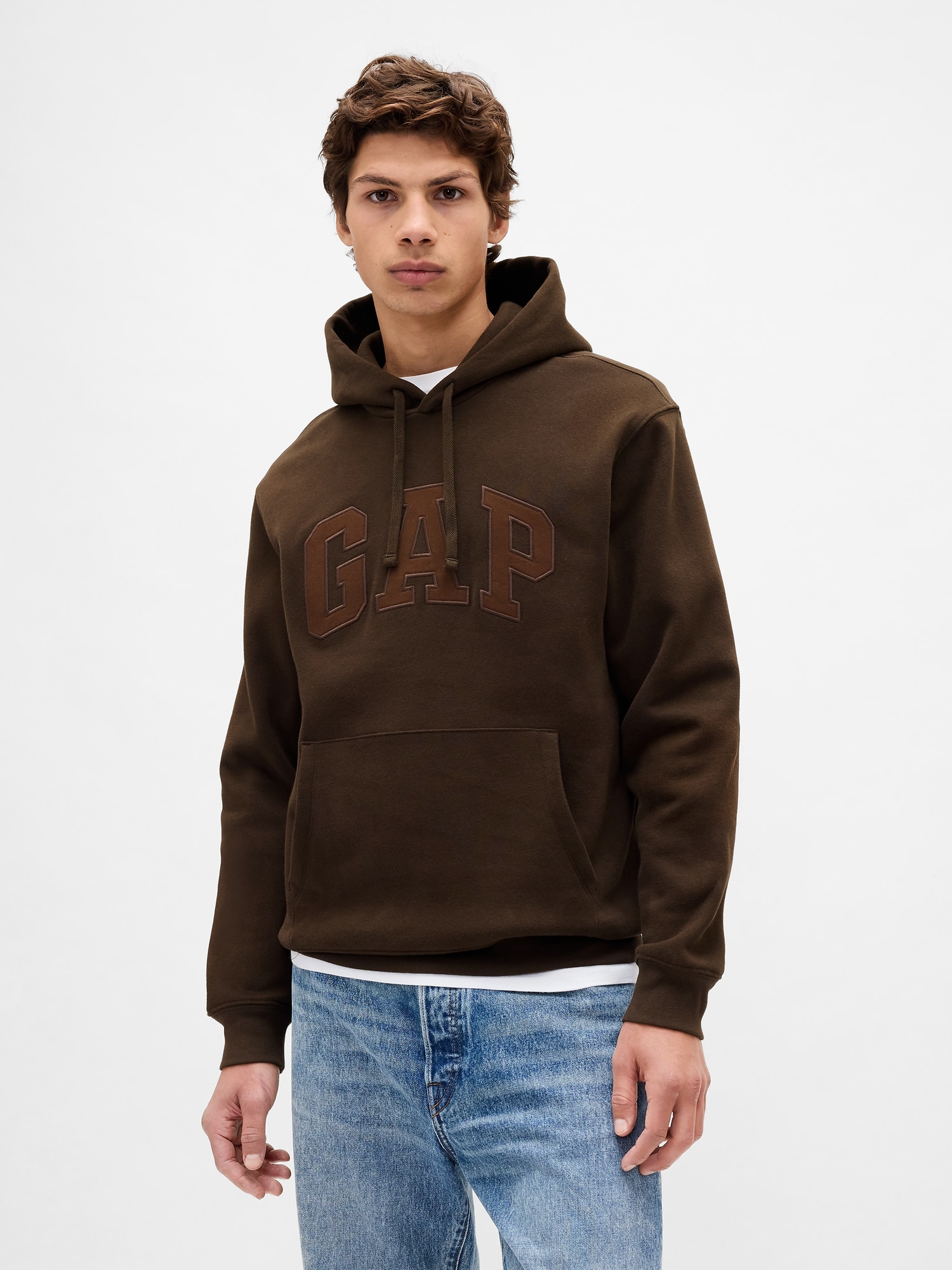 Gap Adult Vintagesoft Arch Logo Hoodie In Brown