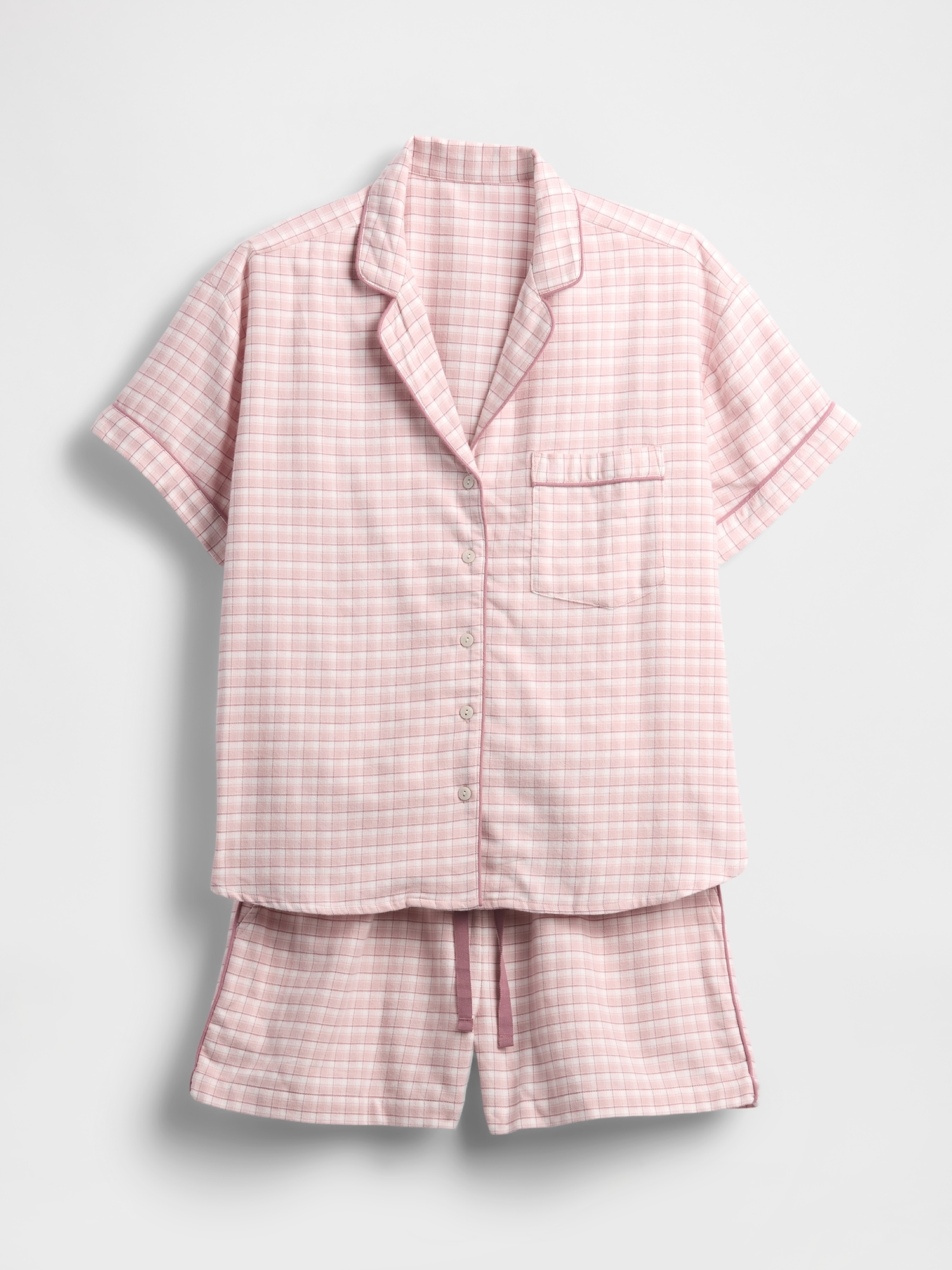 Gap Softest Flannel Pj Short Set In Pink