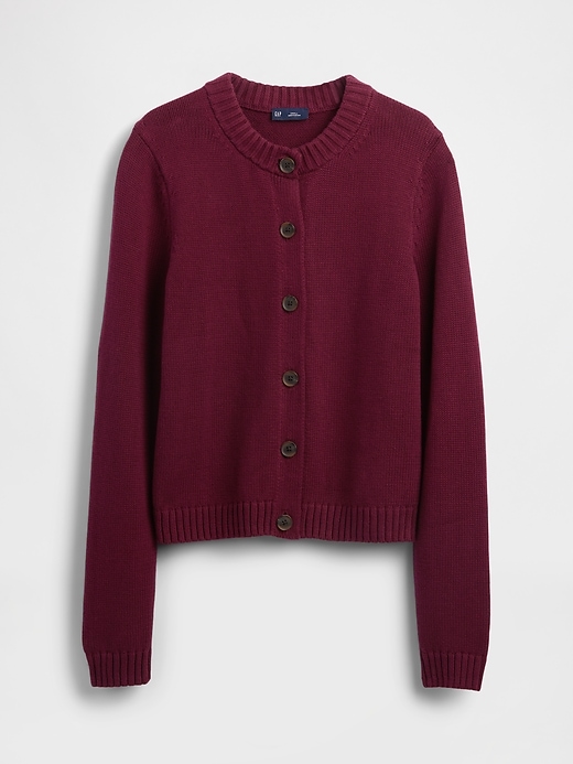 Image number 1 showing, 100% Cotton Crewneck Cardigan