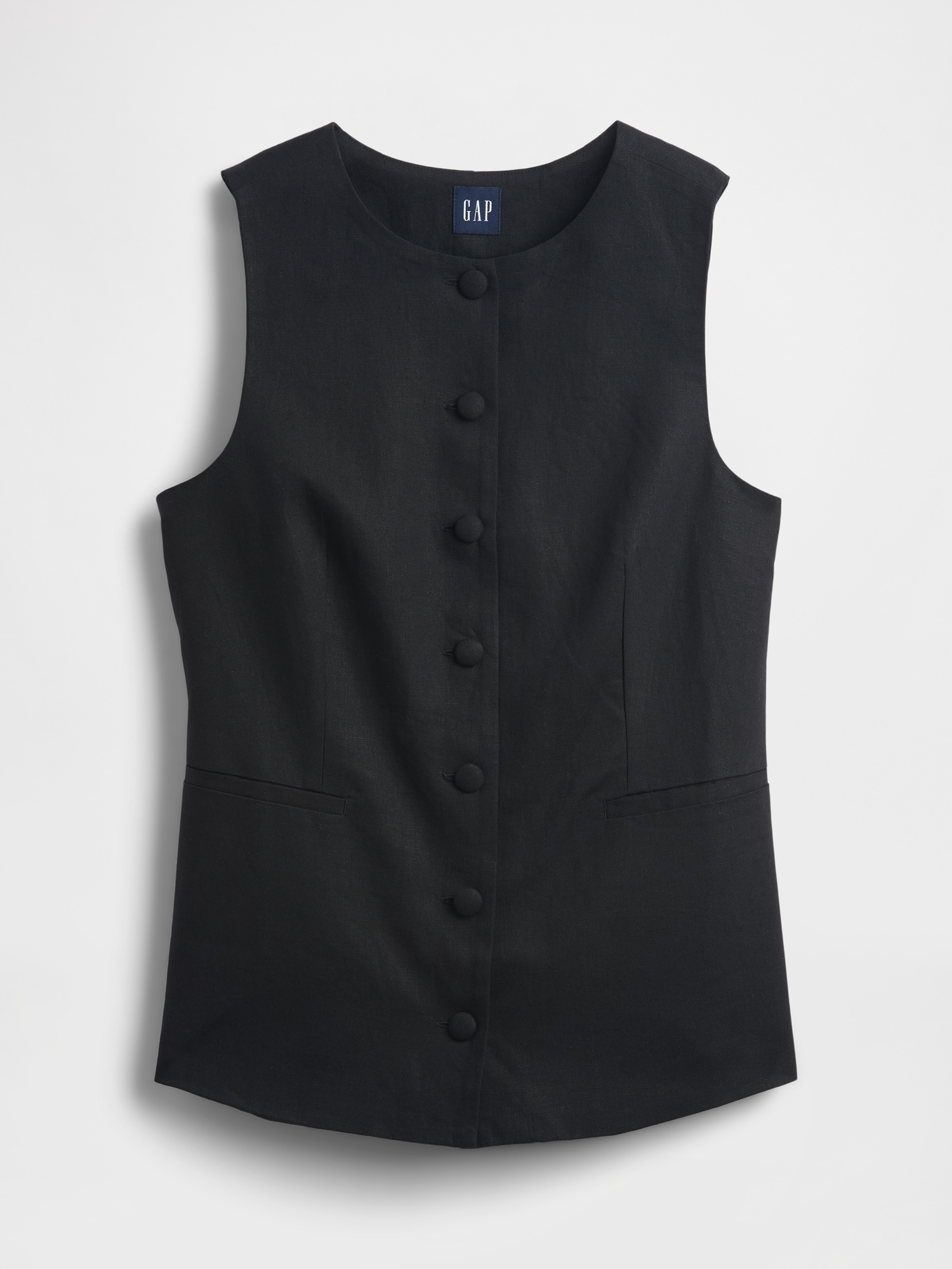 Gap Linen-blend Tie-back Longline Vest In Black