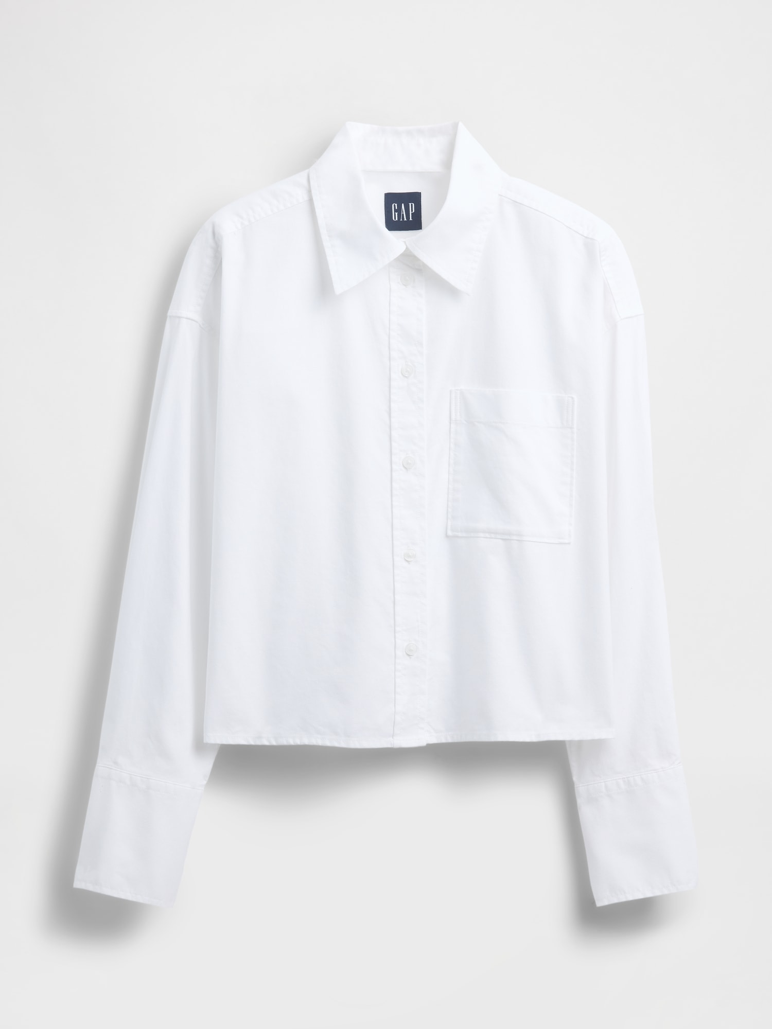 Gap Organic Cotton Oxford Oversized Crop Shirt In White