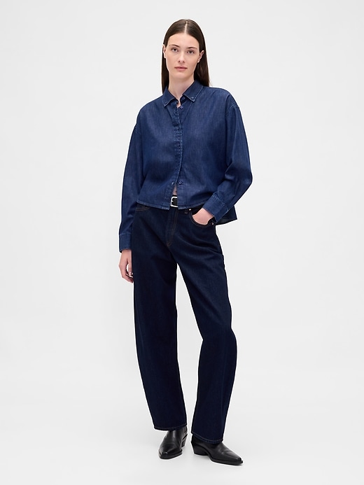 Image number 2 showing, UltraSoft Denim Oversized Crop Shirt