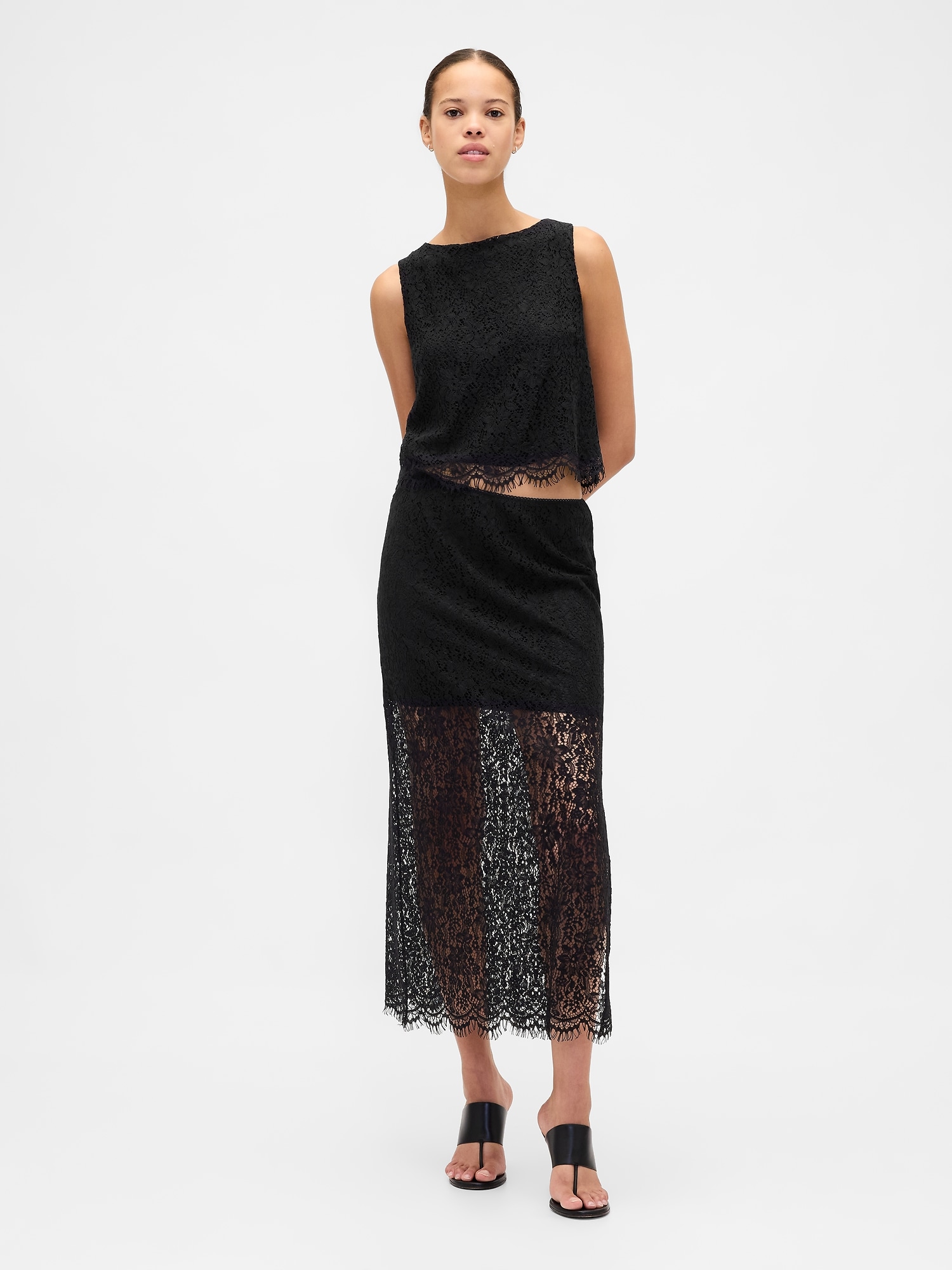 Lace Maxi Skirt - True Black