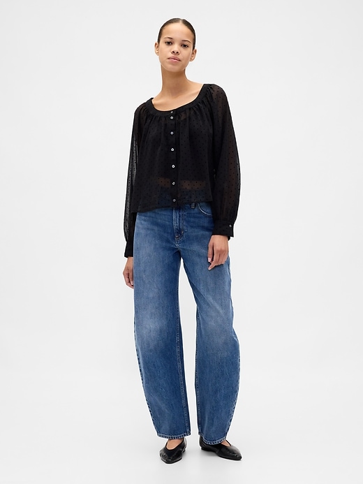 Image number 2 showing, Recycled Sheer Button-Front Top