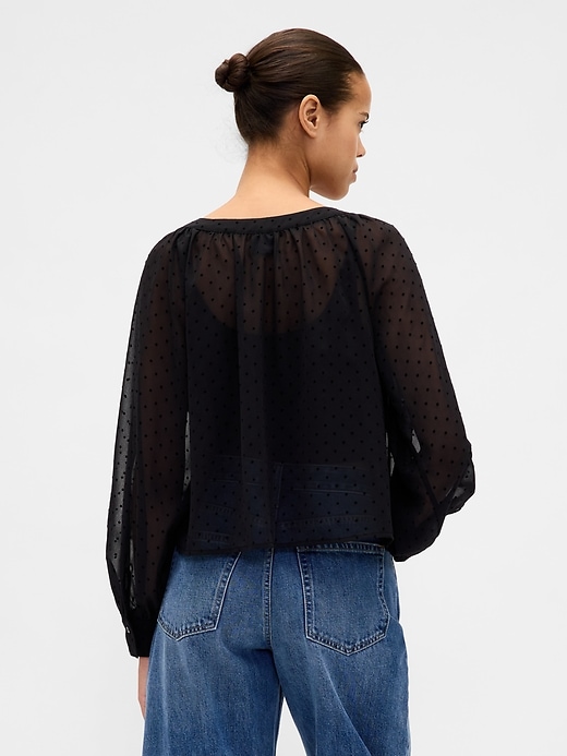 Image number 3 showing, Recycled Sheer Button-Front Top