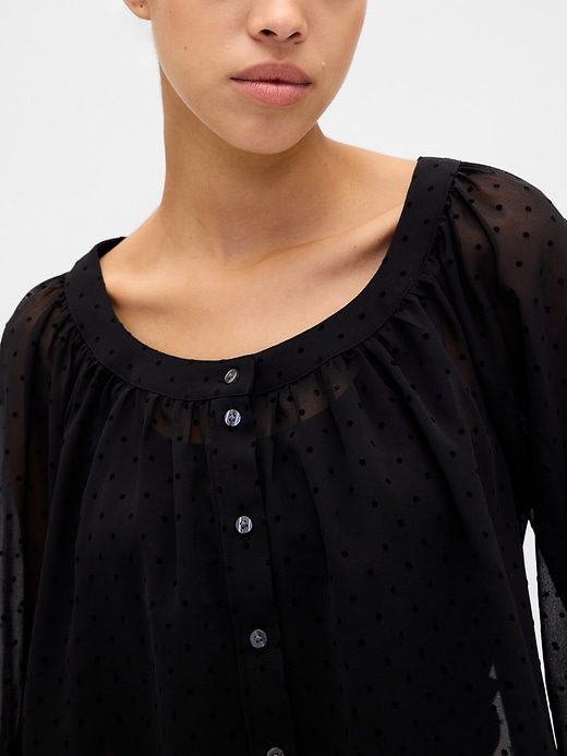 Image number 4 showing, Recycled Sheer Button-Front Top