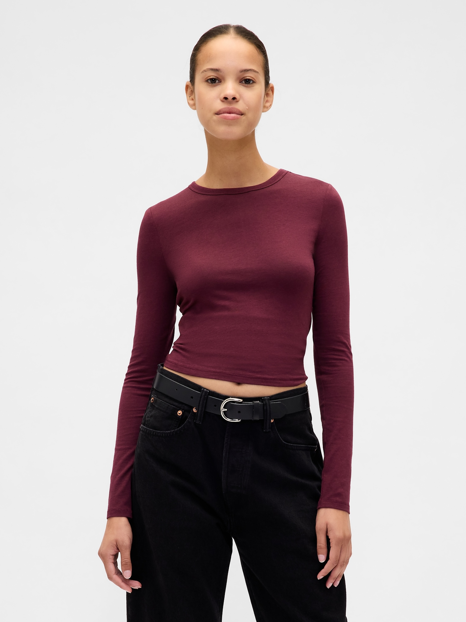 Gap Featherweight Crewneck T-shirt In Burgundy