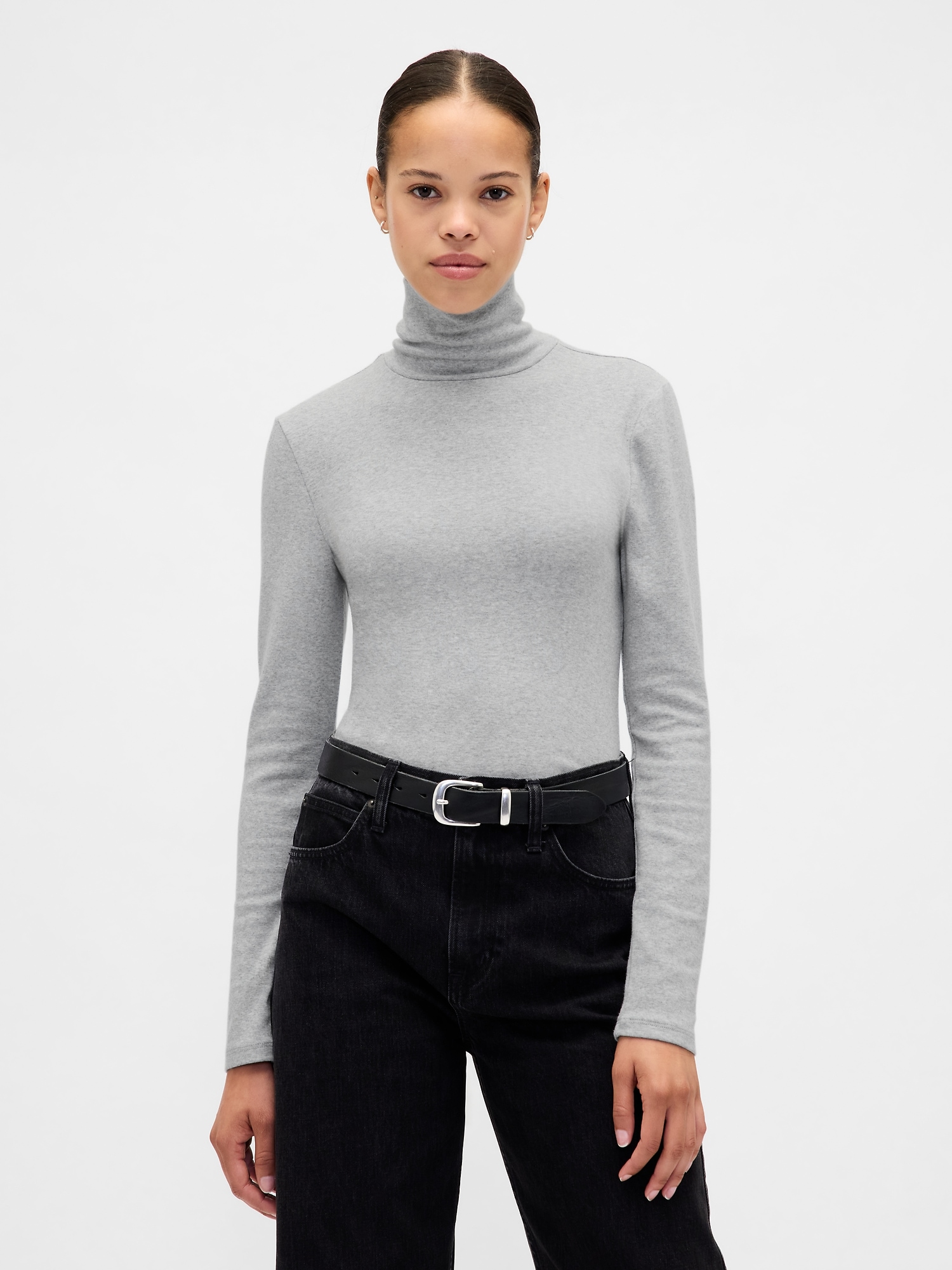 Modern Rib Turtleneck - Light Heather Grey