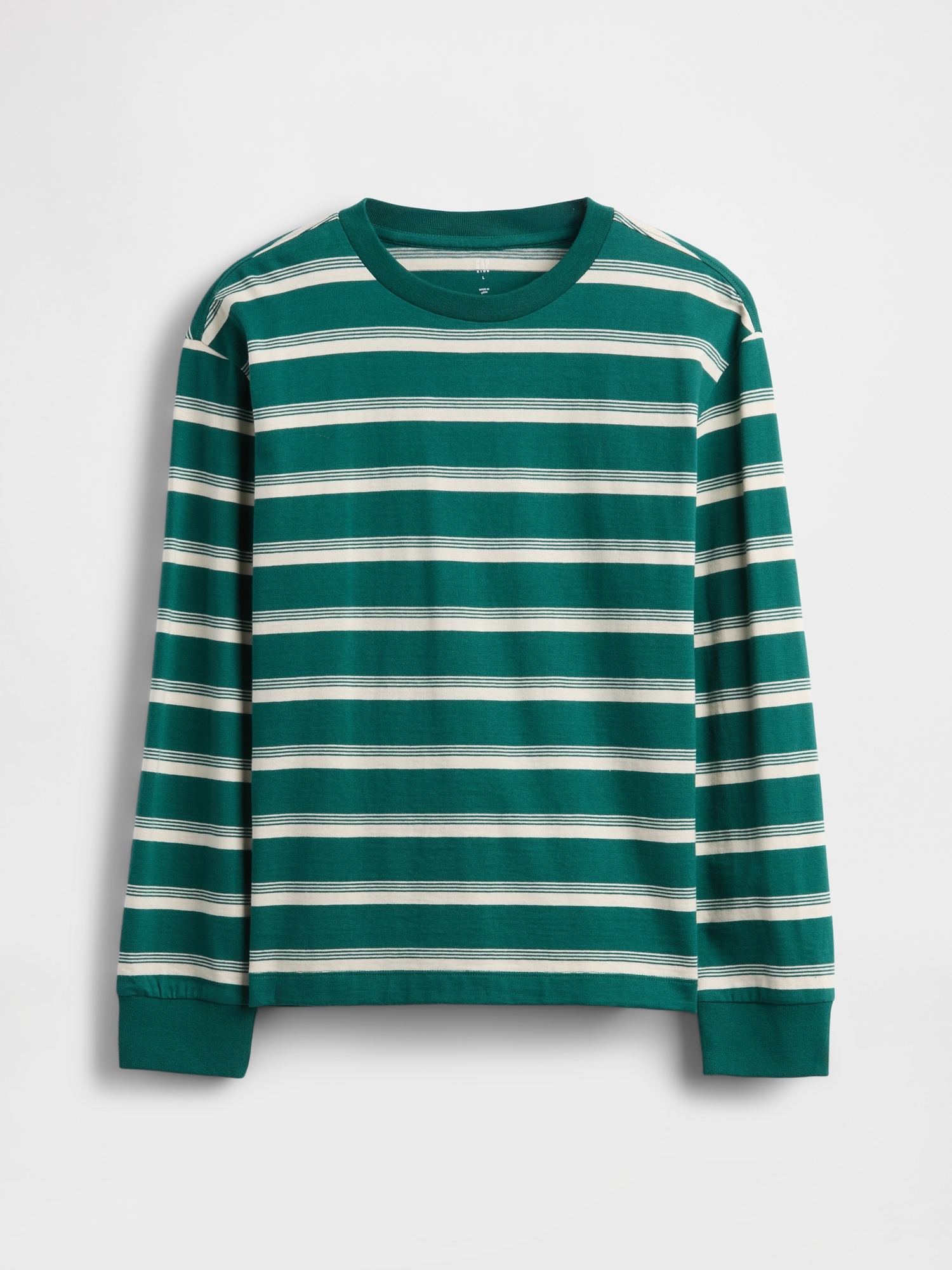 Kids Relaxed T-Shirt - Green White Stripe