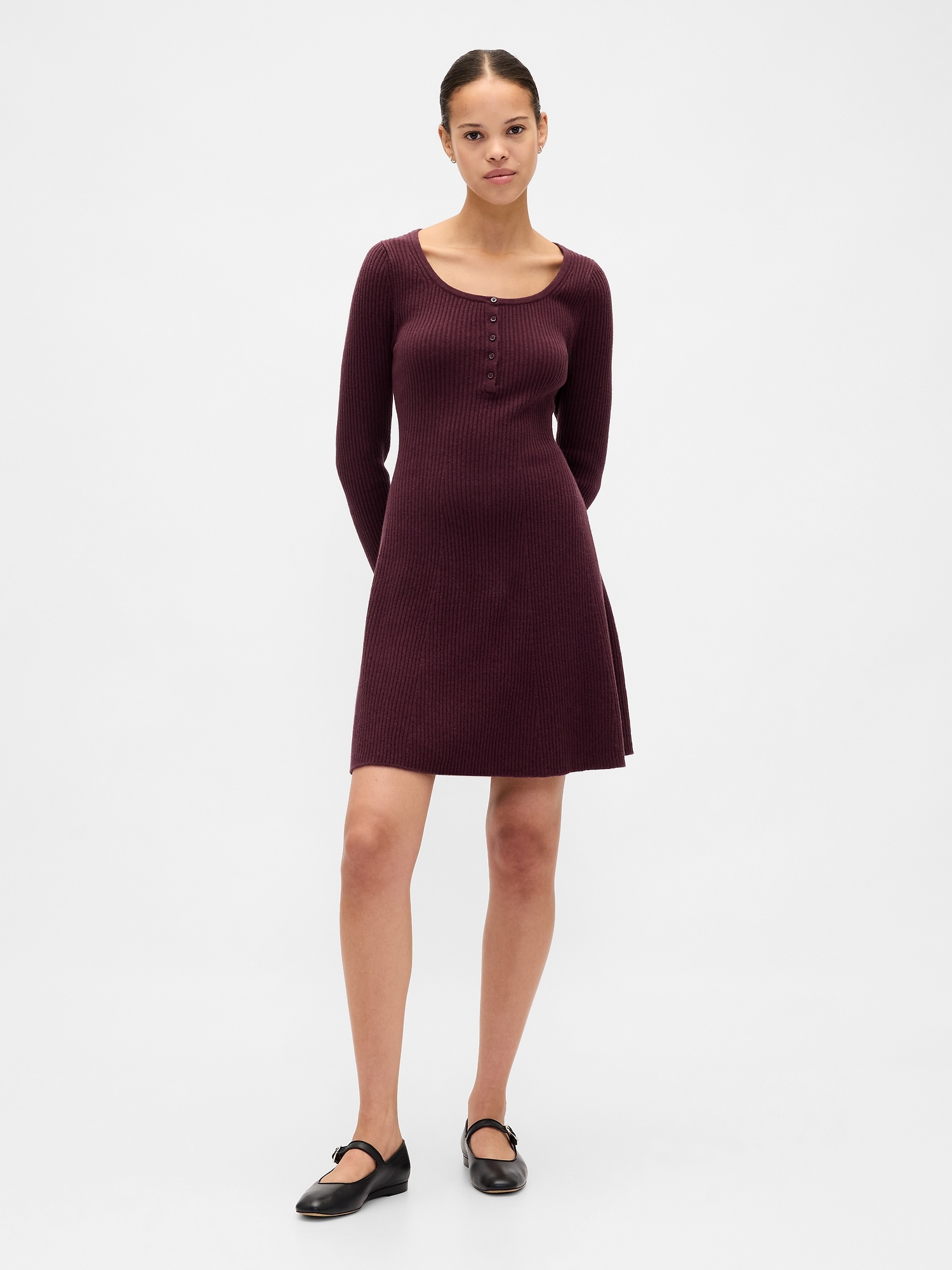 Gap Cashsoft Rib Mini Sweater Dress In Burgundy