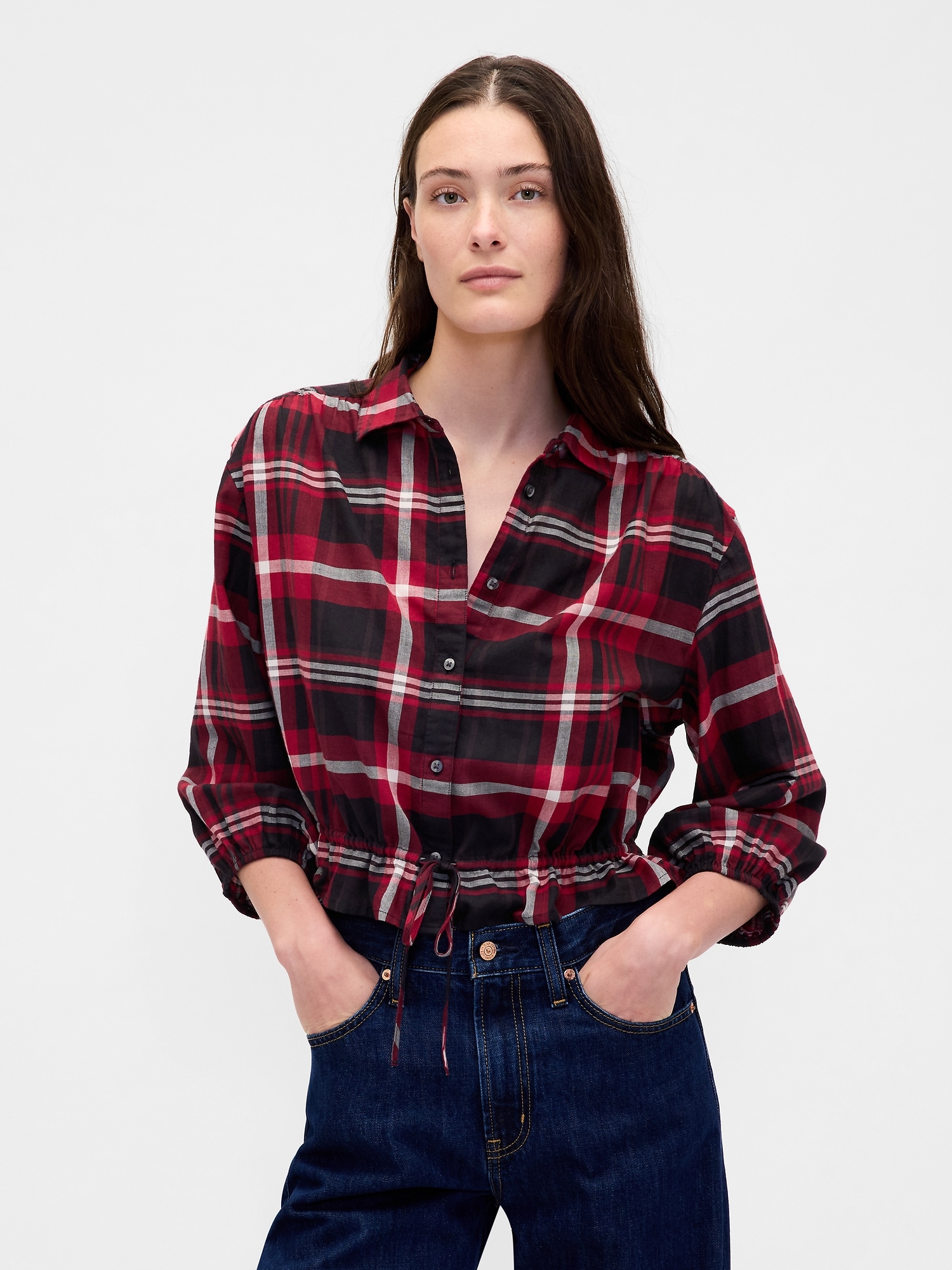 Flannel Tie-Waist Top