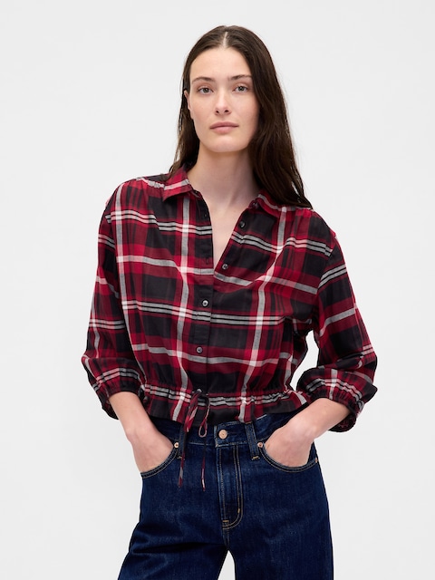 Plaid Tie-Waist Top