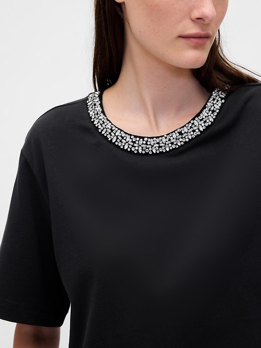 Image number 4 showing, Heavyweight Jewel-Neck Crop T-Shirt