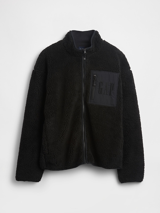 Image number 5 showing, Recycled Sherpa Oversized Logo Zip Jacket