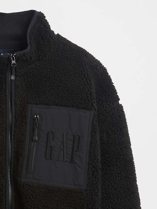 Image number 4 showing, Recycled Sherpa Oversized Logo Zip Jacket