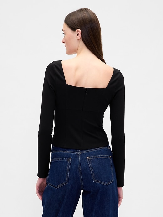 Image number 3 showing, Ponte Sweetheart Crop Top
