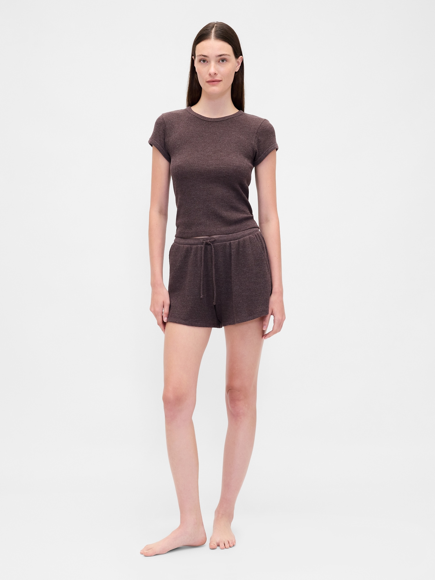 Waffle PJ Shorts - Terra Brown