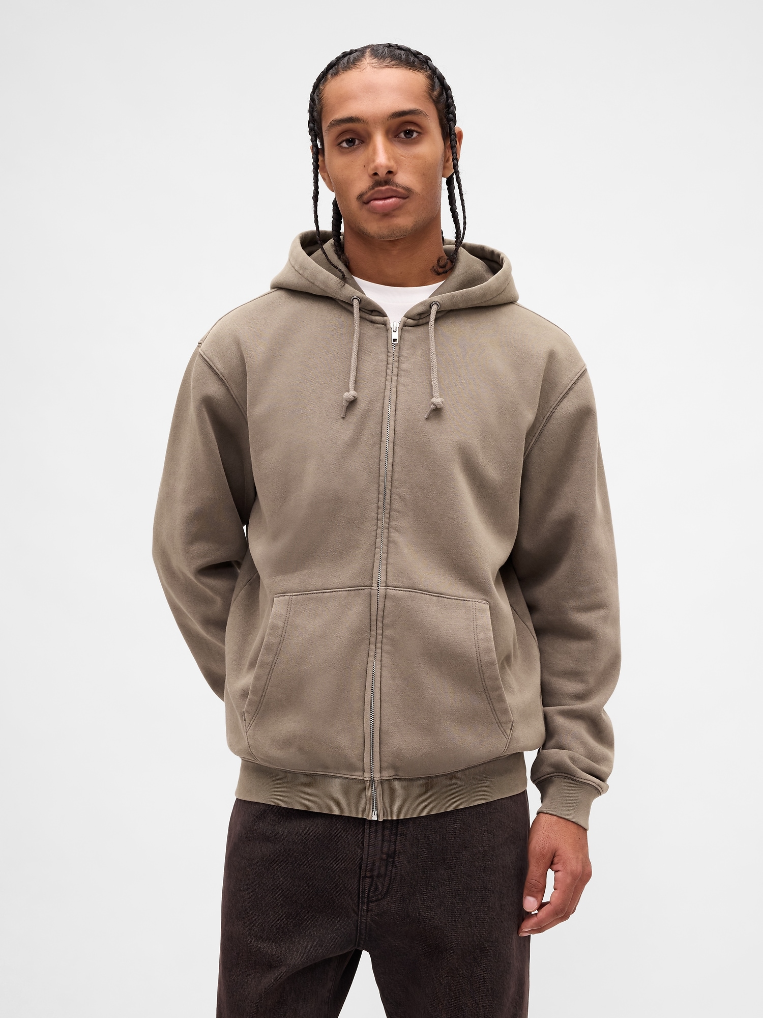 Adult VintageSoft Zip Hoodie - Subtle Brown