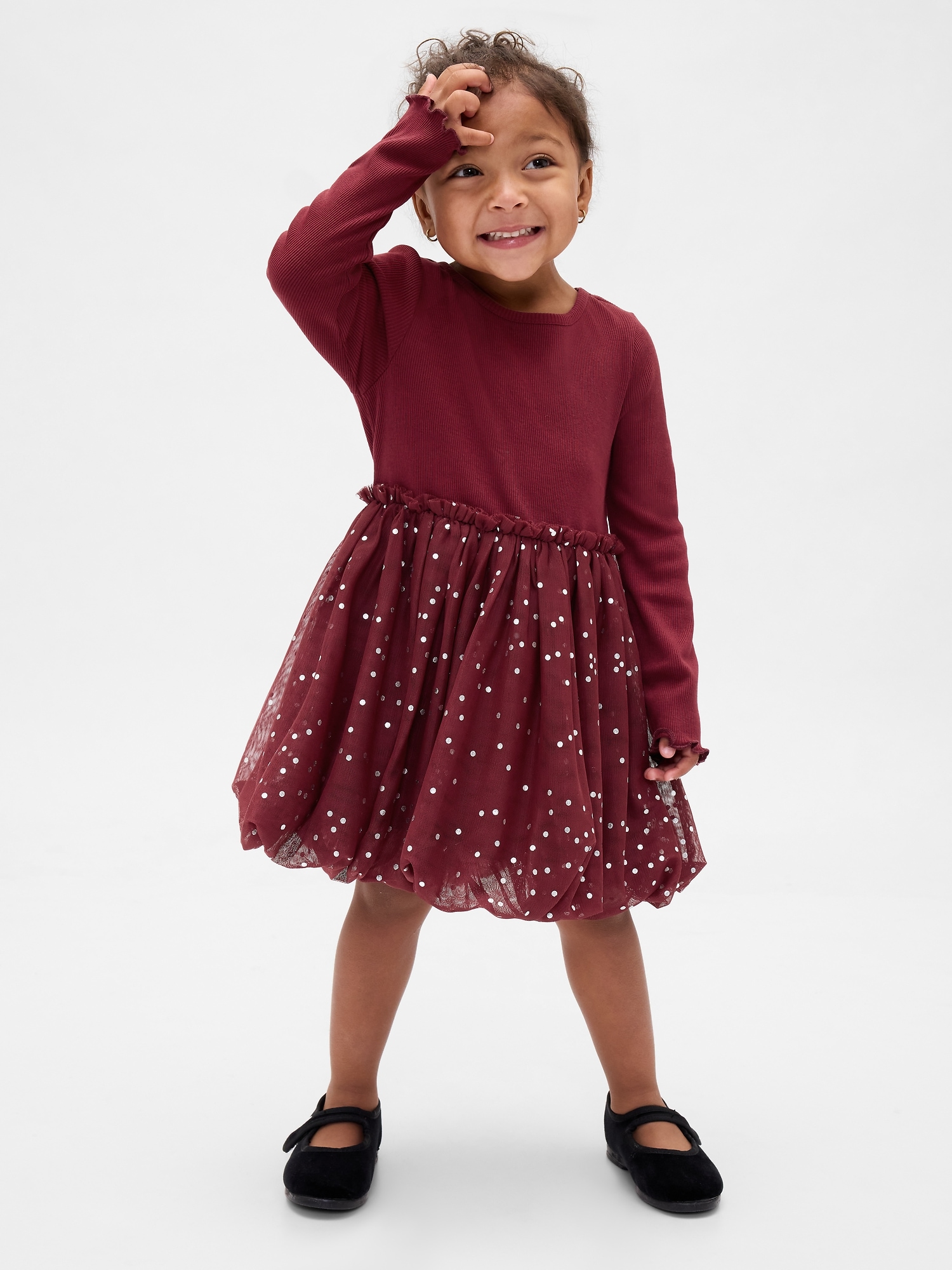Baby & Toddler Mixed Media Bubble Dress - Red Delicious