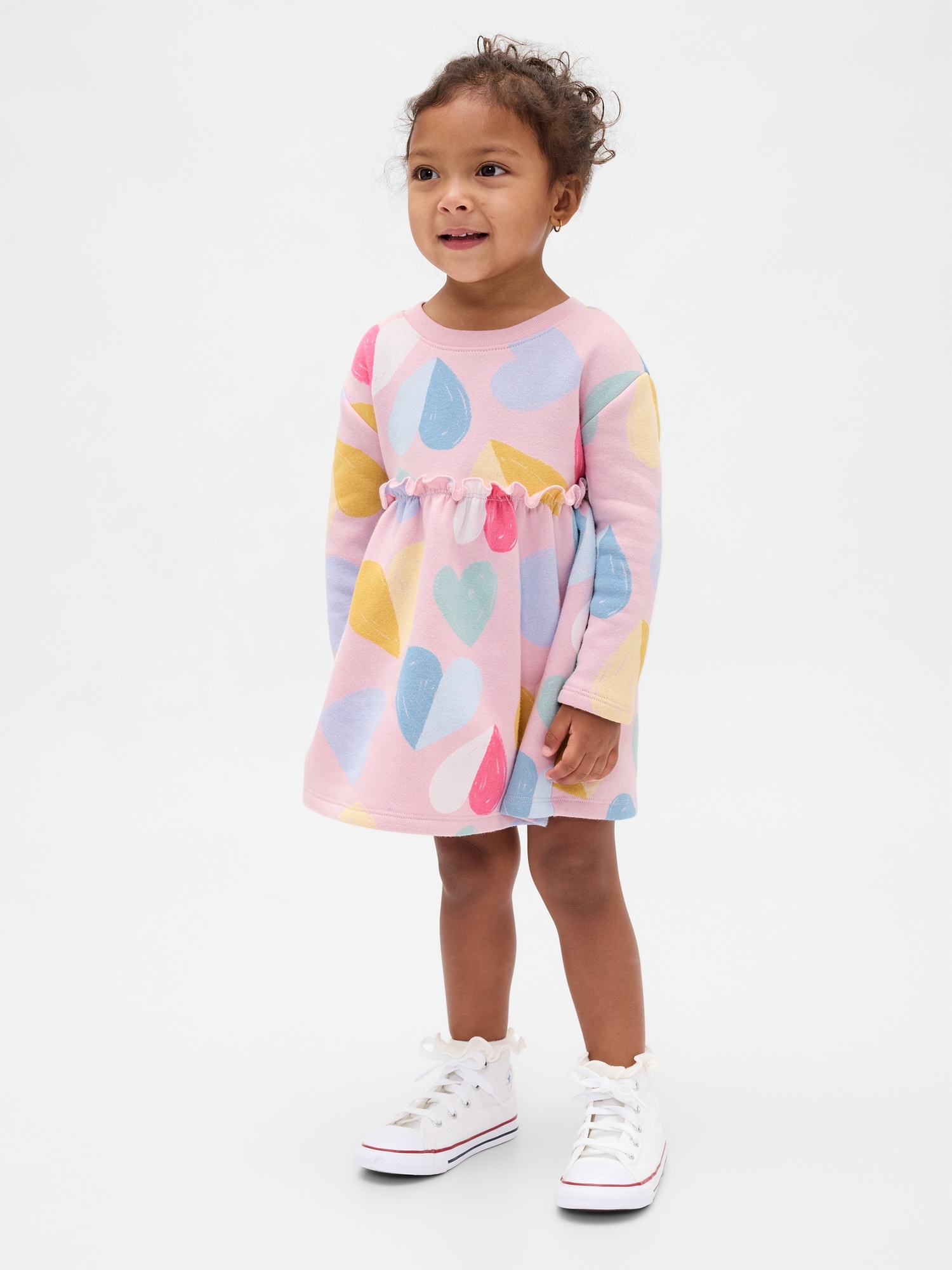 Baby & Toddler Ruffle-Waist Sweatshirt Dress - Pure Pink