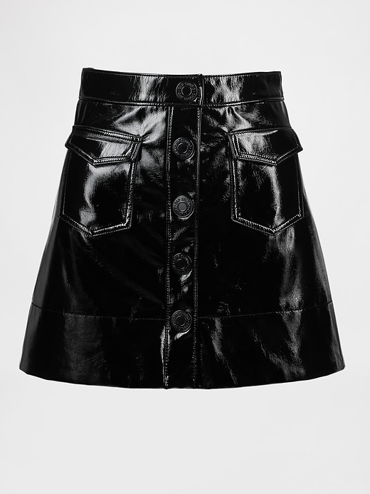 Image number 7 showing, GapStudio Vegan Patent Leather Mini Skirt
