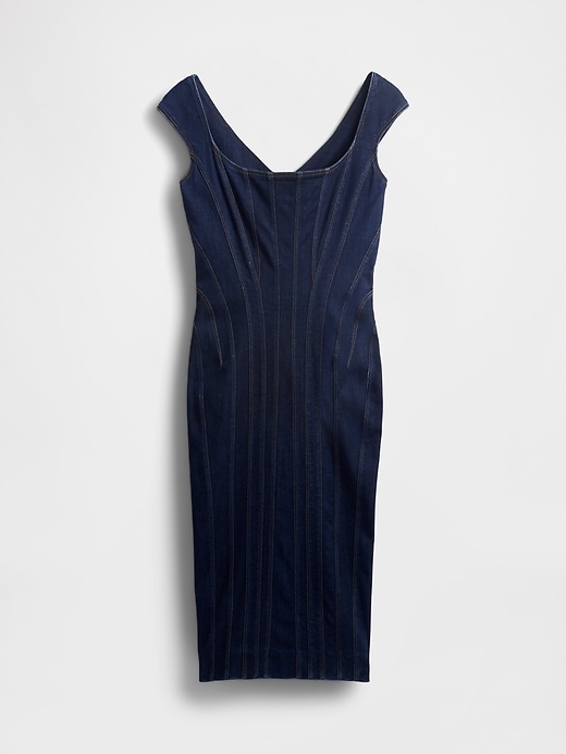 Image number 5 showing, GapStudio Seamed Denim Cap-Sleeve Midi Dress