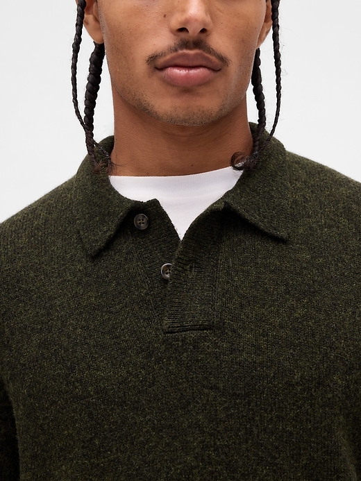 Image number 4 showing, Merino Wool-Blend Polo Sweater
