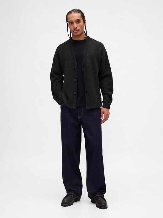 Image number 2 showing, Fuzzy Relaxed Crop Cardigan Sweater