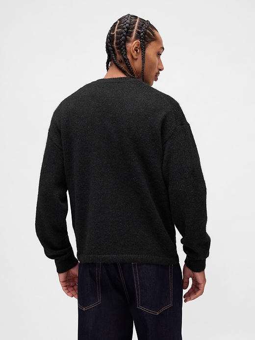 Image number 3 showing, Fuzzy Relaxed Crop Cardigan Sweater