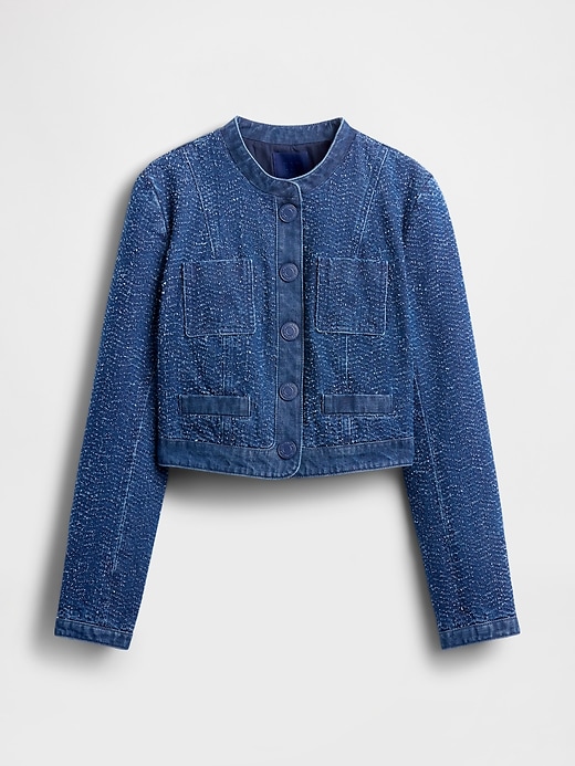 Image number 5 showing, GapStudio Denim Tweed Crop Jacket