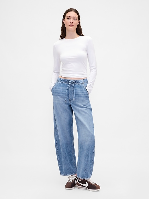 Image number 1 showing, High Rise UltraSoft Barrel Jeans
