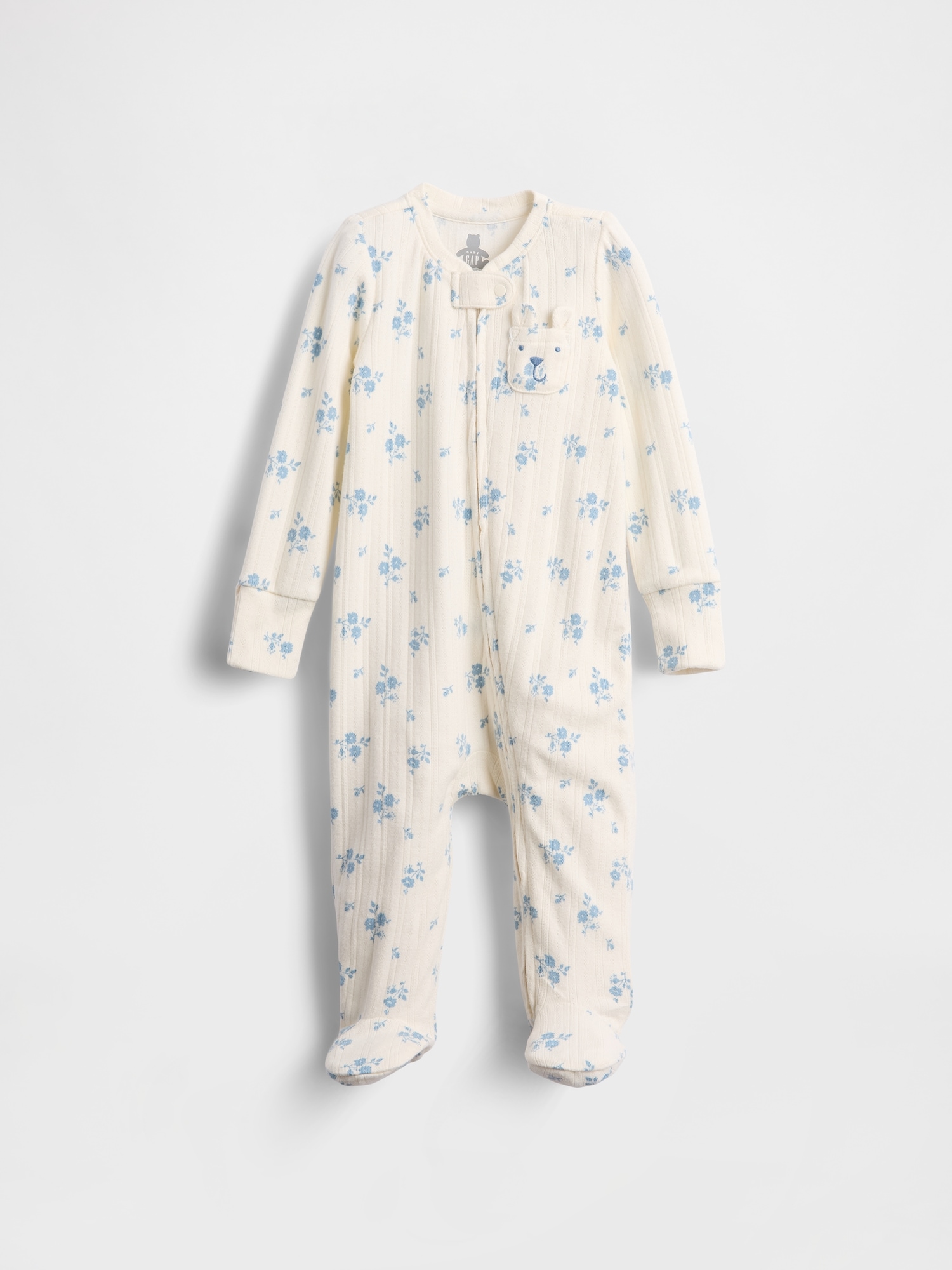 Baby Softspun Pointelle Footed One-Piece - Blue Floral