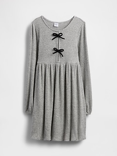 Kids Softspun Rib Bow-Front Dress