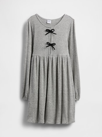 Kids Softspun Rib Bow-Front Dress