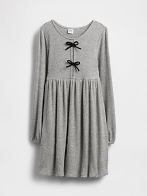 Kids Softspun Rib Bow-Front Dress