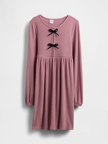 Kids Softspun Rib Bow-Front Dress