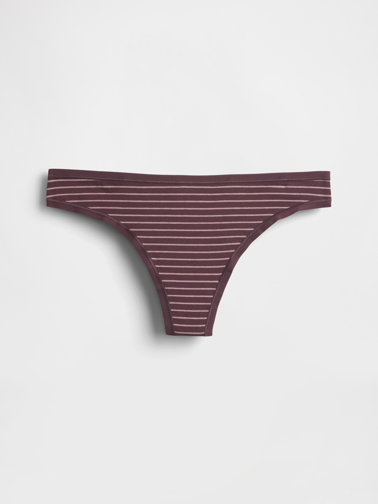 Organic Stretch Cotton Thong - Burgundy Purple Stripe