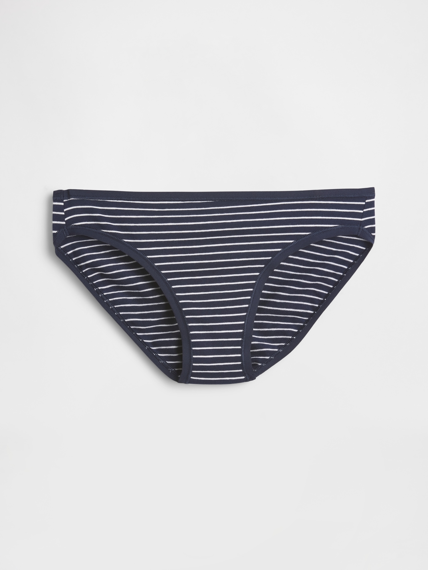 Organic Stretch Cotton Bikini - Navy Blue Stripe