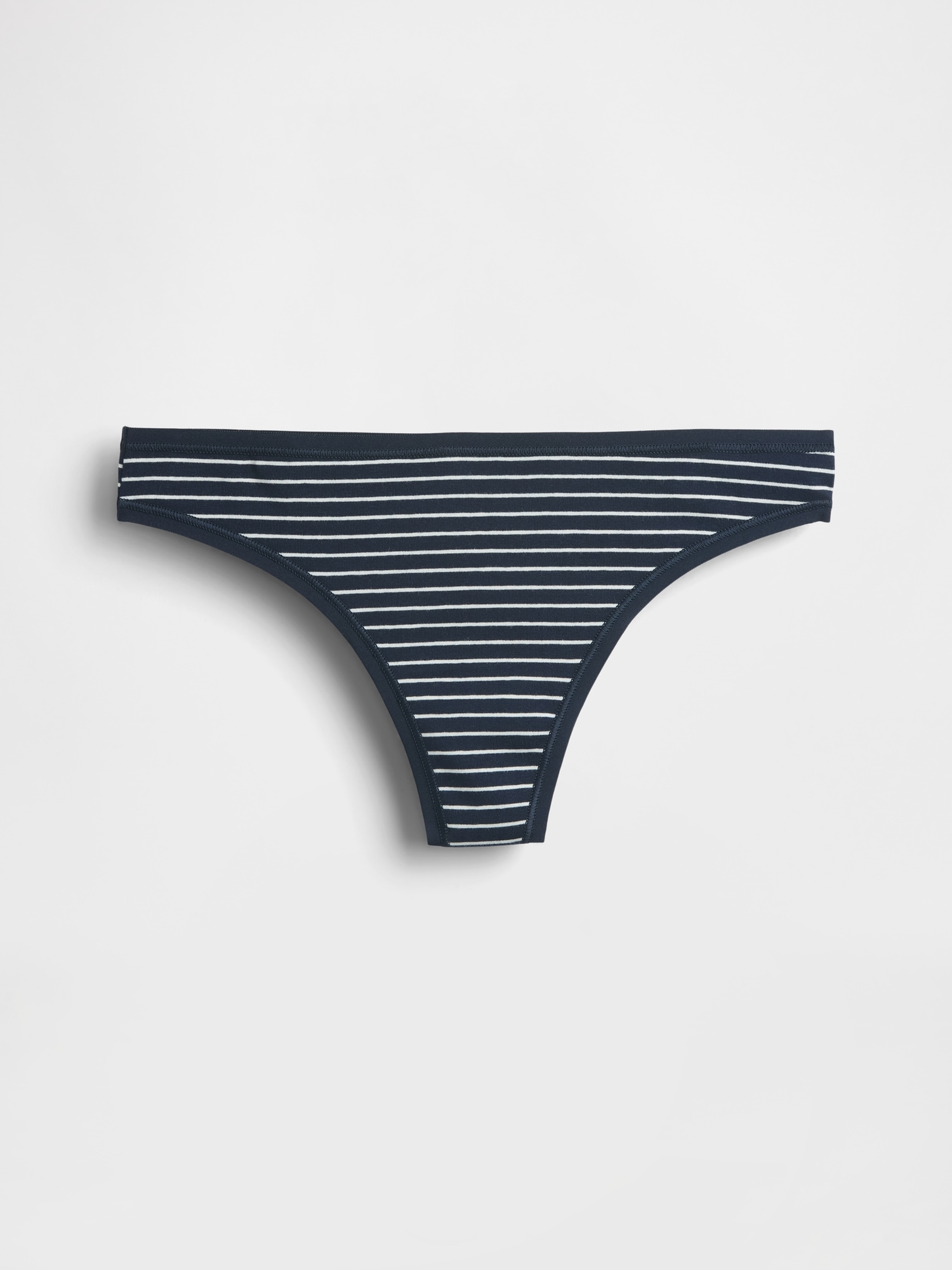 Organic Stretch Cotton Thong - Navy Blue Stripe