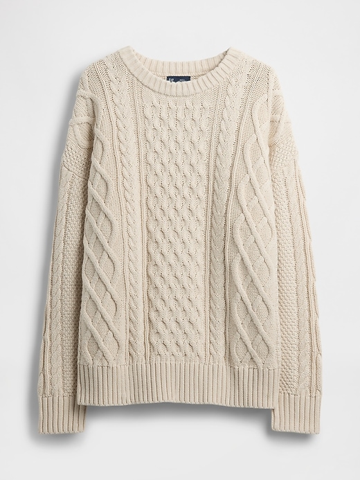 Image number 3 showing, 100% Cotton Oversized Cable-Knit Sweater