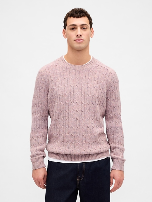 Image number 1 showing, Merino Wool-Blend Cable-Knit Sweater