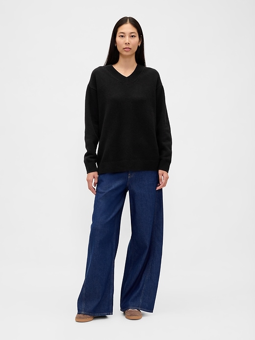 Image number 2 showing, CashSoft Oversized V-Neck Sweater